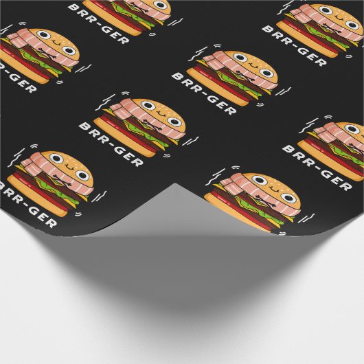 Brr-ger Funny Freezing Burger Pun Dark BG Cadeaupapier (Hoek)