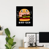 Brr-ger Funny Freezing Burger Pun Dark BG Poster (Thuiskantoor)