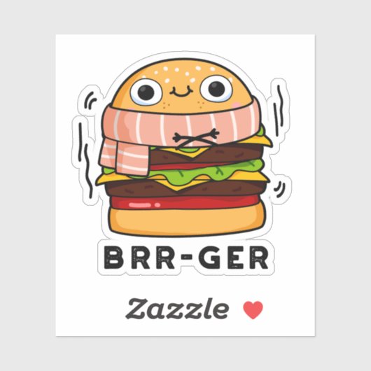 Brr-ger Funny Freezing Burger Pun Sticker (Vel)