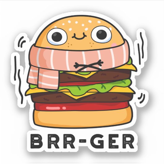 Brr-ger Funny Freezing Burger Pun Sticker (Voorkant)