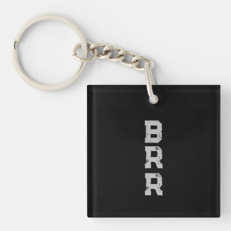 BRR Grijze letters Zwarte achtergrond Sleutelhanger