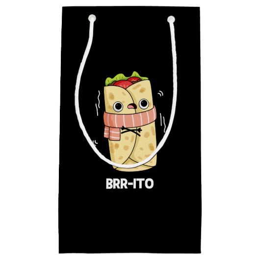 Brr-ito Grappige Vrieskou Burrito Pun Donker BG Klein Cadeauzakje (Voorkant)