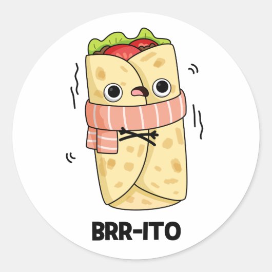 Brr-ito Grappige Vrieskou Burrito Pun Ronde Sticker (Voorkant)