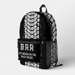 BRR Logo Grijs Lettering "Het leven begint op de . Bedrukte Rugzak