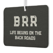 BRR Logo Grijs Lettering "Het leven begint op de . Luchtverfrisser (Links)