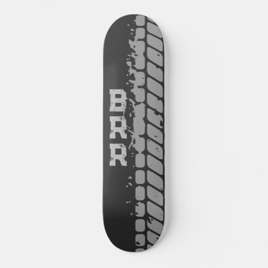 BRR Logo Grijze belettering bandendraden Persoonlijk Skateboard (Voorkant)