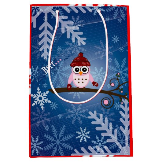 Brr... Roze boomkorren, Snowflake Design Medium Cadeauzakje (Voorkant)