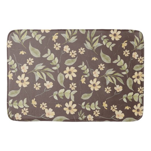 Brrown Whimsy Retro Bloemmotief Badmat (Voorkant)