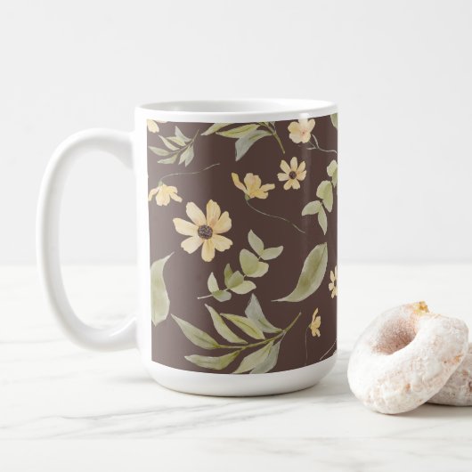 Brrown Whimsy Retro Bloemmotief Koffiemok (Met donut)