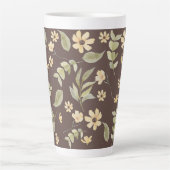 Brrown Whimsy Retro Bloemmotief  Latte Mok (Voorkant)