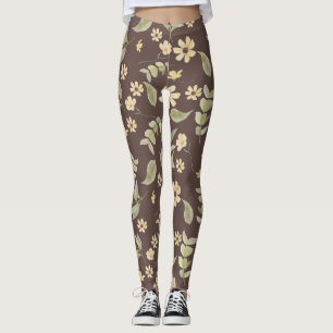 Brrown Whimsy Retro Bloemmotief Leggings