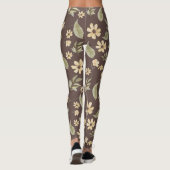 Brrown Whimsy Retro Bloemmotief Leggings (Achterkant)