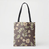 Brrown Whimsy Retro Bloemmotief  Tote Bag (Voorkant)