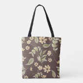 Brrown Whimsy Retro Bloemmotief  Tote Bag (Achterkant)