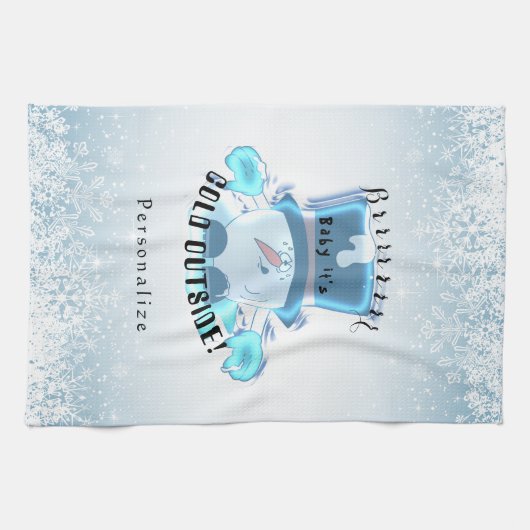 Brrr, Baby Het is buiten koud Theedoek (Horizontaal)