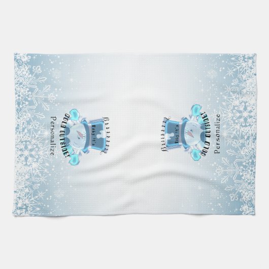 Brrr, Baby Het is koud buiten - Snowflakes Theedoek (Horizontaal)