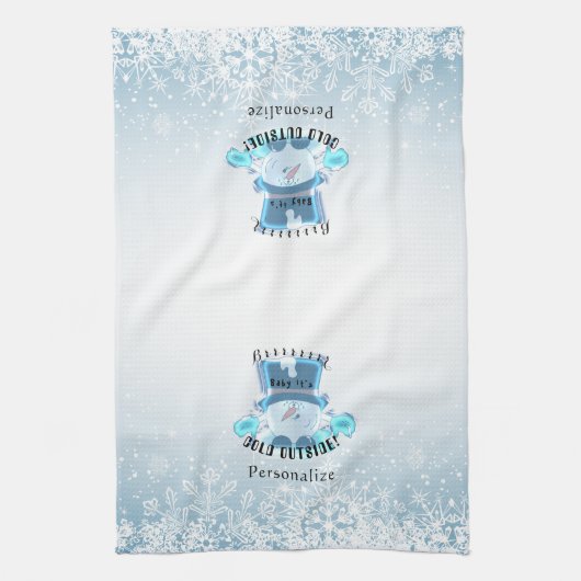 Brrr, Baby Het is koud buiten - Snowflakes Theedoek (Verticaal)