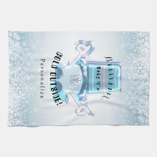 Brrr, Baby Het is koude buitenzijde - Snowball Guy Theedoek (Horizontaal)
