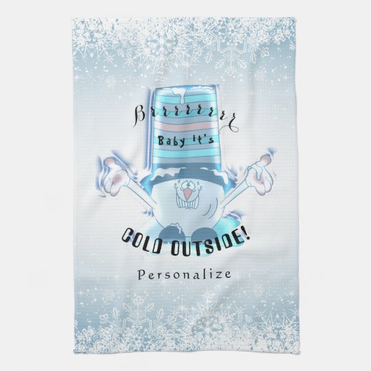 Brrr, Baby Het is koude buitenzijde - Snowball Guy Theedoek (Verticaal)