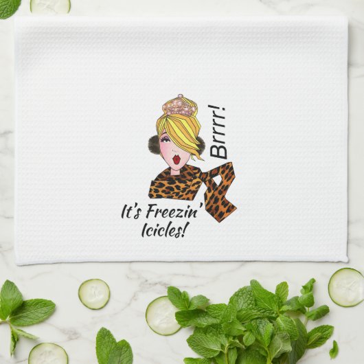"Brrr - Het is Freezin"-pictogrammen!" Theedoek (Gevouwen)