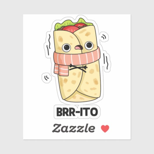 Brrrito Funny Freezing Cold Burrito Pun Sticker (Vel)