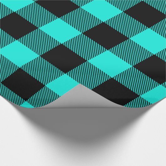 Brt Aqua Black Huge Buffalo Pset Lumberj Tartan Cadeaupapier (Hoek)