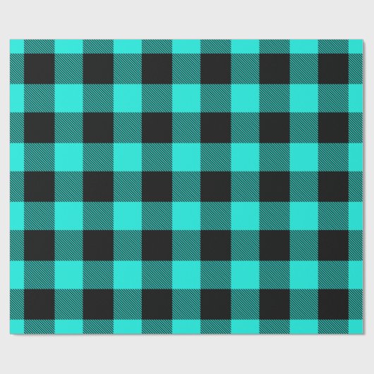 Brt Aqua Black Huge Buffalo Pset Lumberj Tartan Cadeaupapier (Vlak)