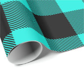 Brt Aqua Black Huge Buffalo Pset Lumberj Tartan Cadeaupapier (Rol Hoek)