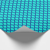 Brt Aqua Navy Blue Moroccan Quatrefoil Pattern #5 Cadeaupapier (Hoek)