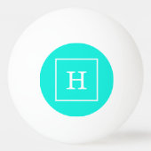Brt Aqua Turquoise White Framed Initiaal Monogram Pingpongbal (Achterkant)