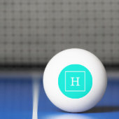 Brt Aqua Turquoise White Framed Initiaal Monogram Pingpongbal (Net)