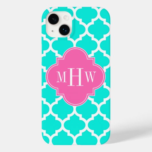 Brt Aqua Wht Marokkaans #5 HotPink2 Initieel Monog Case-Mate iPhone Case (Achterkant)