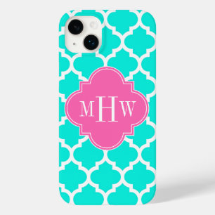 Brt Aqua Wht Moroccan #5 HotPink2 Initiaal Monogra Case-Mate iPhone Case