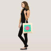 Brt Aqua Wht Moroccan #5 HotPink2 Initiaal Monogra Tote Bag (Voorkant (model))