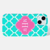 Brt Aqua Wht Moroccan #5 HotPink2 Initiele Monogra Case-Mate iPhone Case (Achterkant (horizontaal))