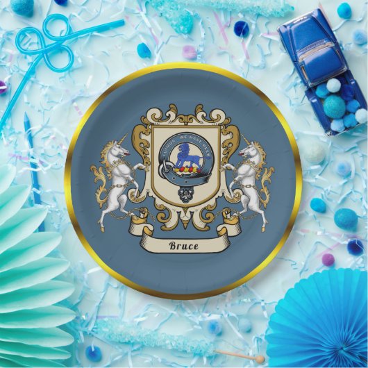 Bruce Clan Badge Blauw gepersonaliseerd Papieren Bordje (Feest)