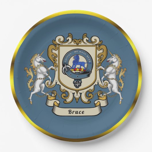 Bruce Clan Badge Blauw gepersonaliseerd Papieren Bordje (Voorkant)