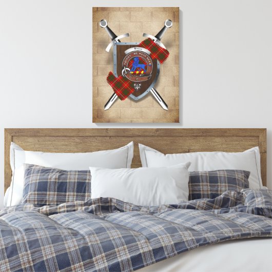 Bruce Clan Badge Crossed Swords Canvas Print (Insitu (Slaapkamer))