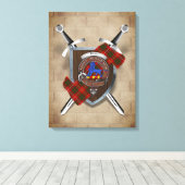 Bruce Clan Badge Crossed Swords Canvas Print (Insitu (Houten vloer))