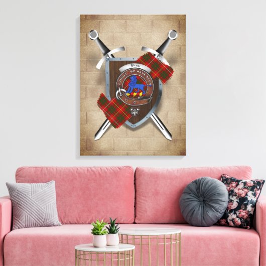 Bruce Clan Badge Crossed Swords Canvas Print (Insitu (Woonkamer))