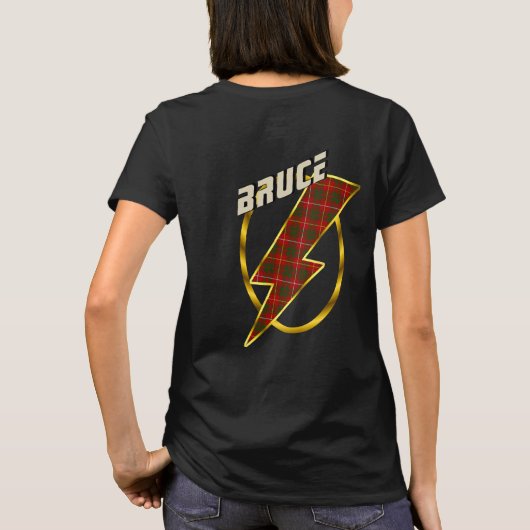 Bruce Clan Badge & Lightning Bolt Tartan T-Shirt (Achterkant)