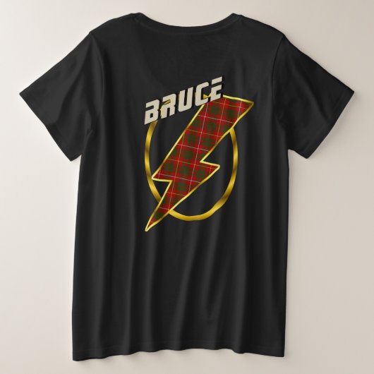 Bruce Clan Badge & Lightning Bolt Tartan T-Shirt (Design achterkant)