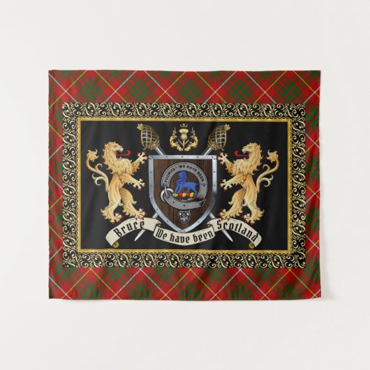 Bruce Clan Badge & Motto w/Lions Wandkleed (Voorkant (horizontaal))