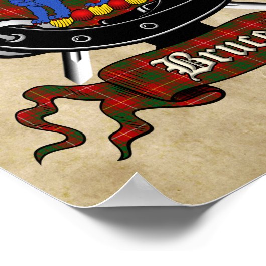 Bruce Clan Badge & Tartan 8,5x11 Poster (Hoek)