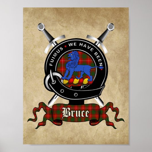 Bruce Clan Badge & Tartan 8,5x11 Poster (Voorkant)