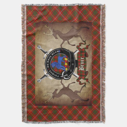 Bruce Clan Badge & Tartan Gooi Deken (Voorkant Verticaal)