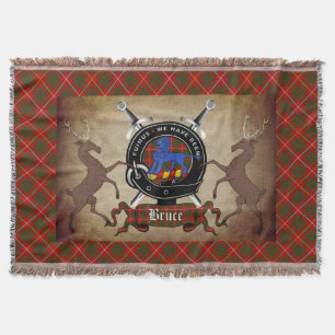 Bruce Clan Badge & Tartan Gooi Deken