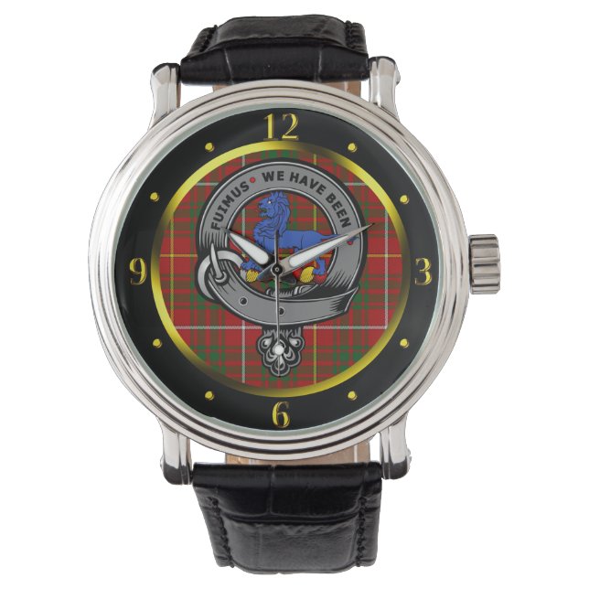 Bruce Clan Badge & Tartan Horloge (Voorkant)