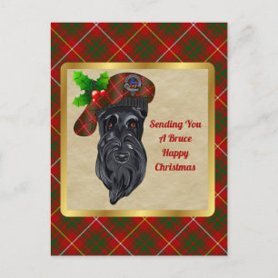 Bruce Clan Badge & Tartan Kerstmis Briefkaart