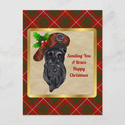 Bruce Clan Badge & Tartan Kerstmis Briefkaart (Voorkant)